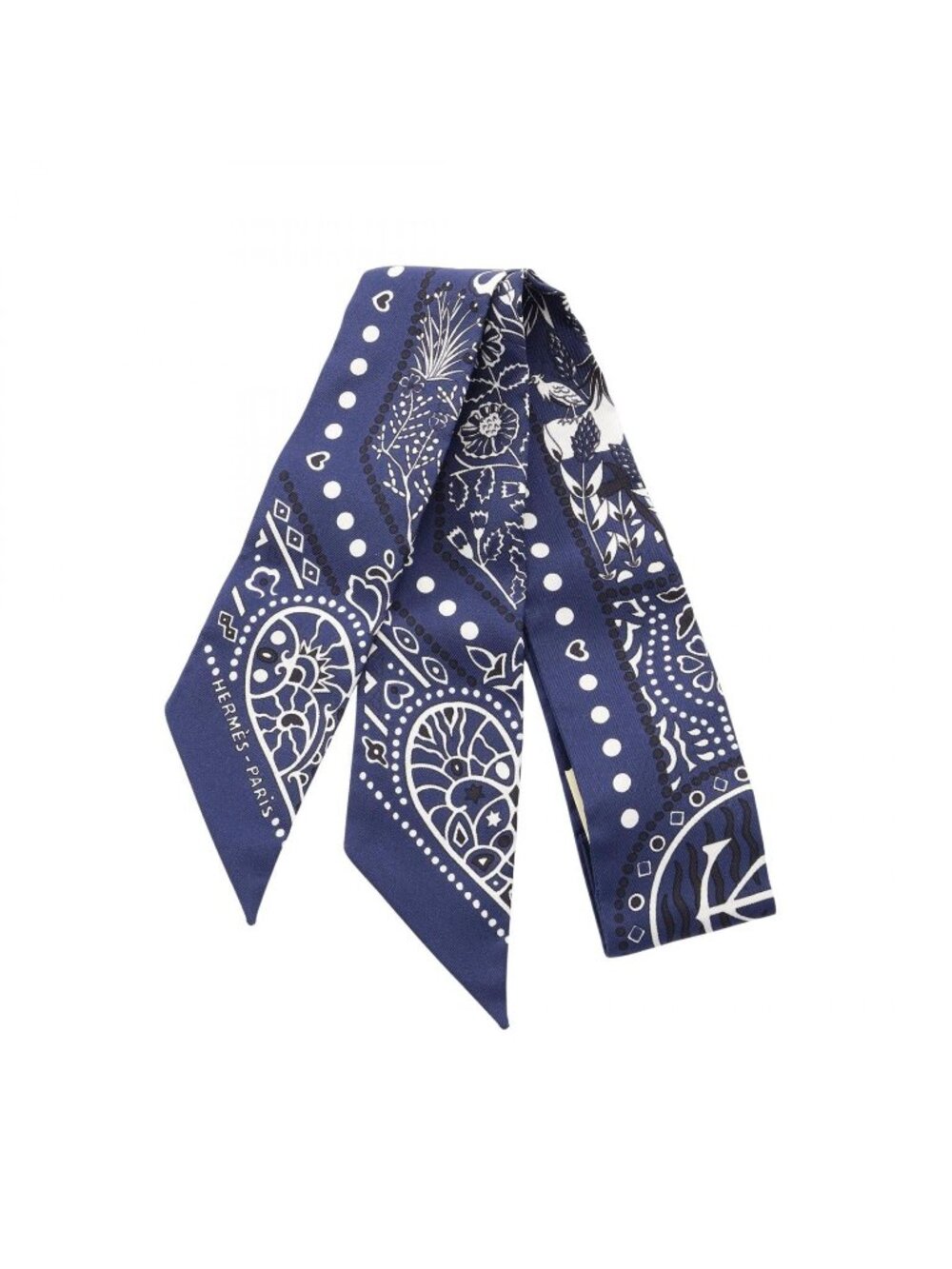Hermes Scarf Twilly Entre Ciel Et Mer Bandana Navy Silk